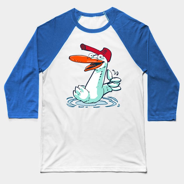 funny duck on the lake sweet cartoon Baseball T-Shirt by anticute